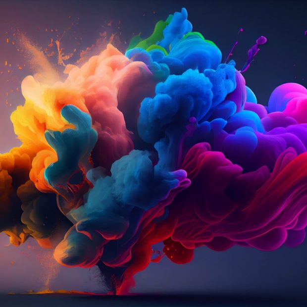 Vibrant colors swirling in futuristic underwater chaos generated by artificial intelligence